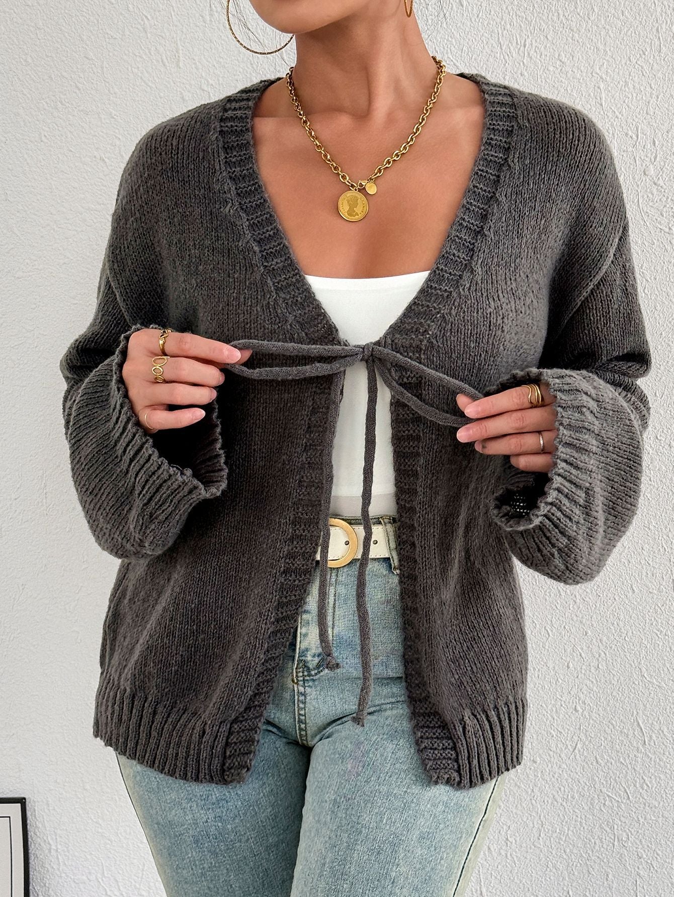 Damen Strickjacke mit Gürtel Eveloria