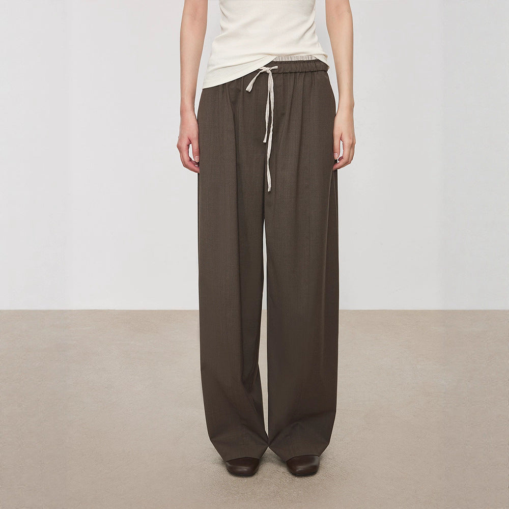 Damenweite Stoffhose Elastischer Bund Praktische Taschen