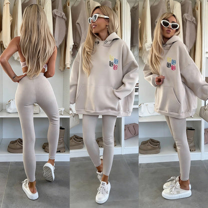 Damen Oversized Hoodie mit Logo und Leggings Bunt - Eveloria
