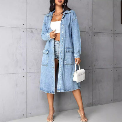 Damen Jeansjacke Vintage-Stil mit Taschen und Knöpfen Schwarz - Eveloria
