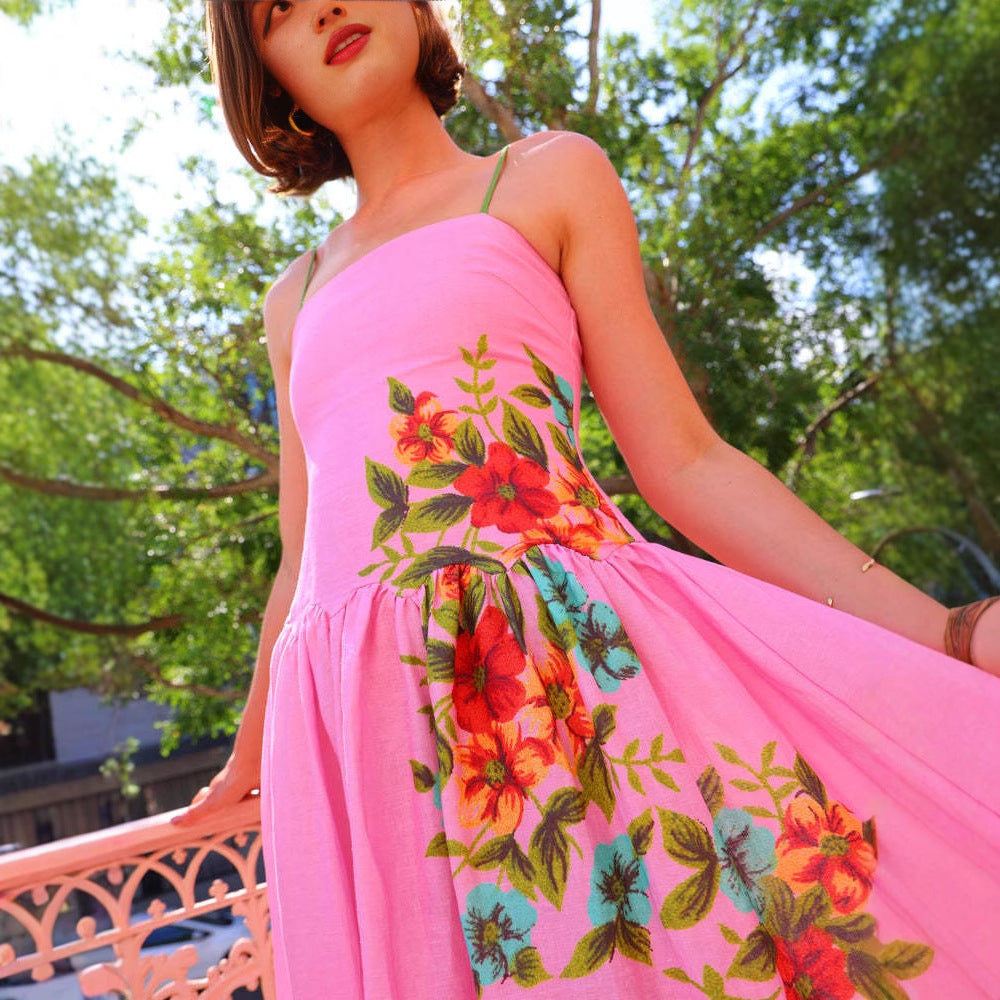 Damen Maxikleid Florales Design Schößchen Eveloria