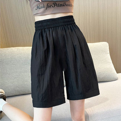 Damen Shorts Elastischer Bund Eingrifftaschen Beige