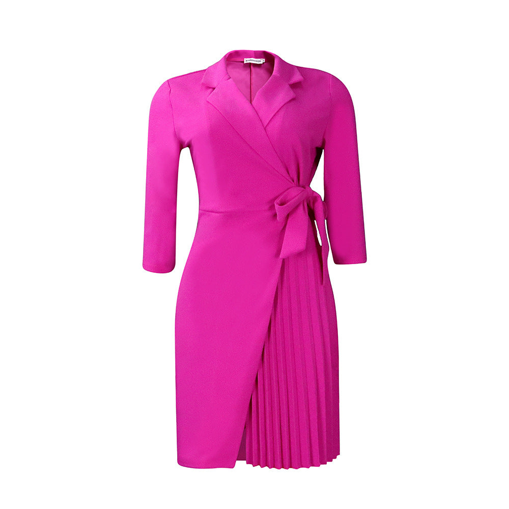 Damen Wickelkleid Blazer-Stil Plissiert Eveloria