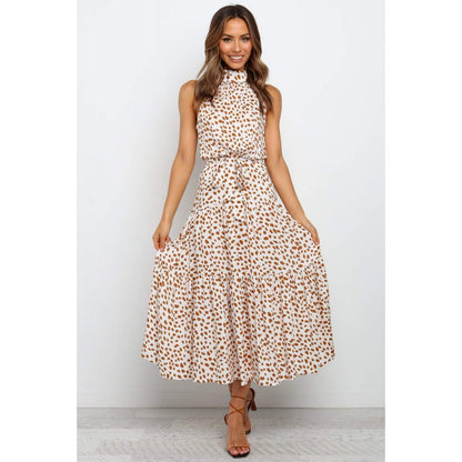 Damen Maxikleid Wickeldesign Punkte-Muster Eveloria