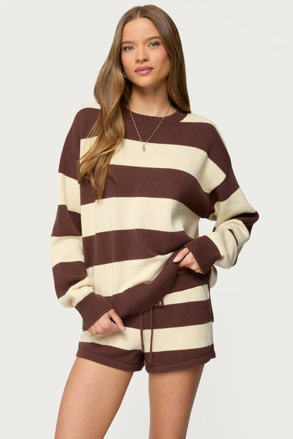 Damen Sweatpullover Shorts Set Eveloria Baumwolle Bequem