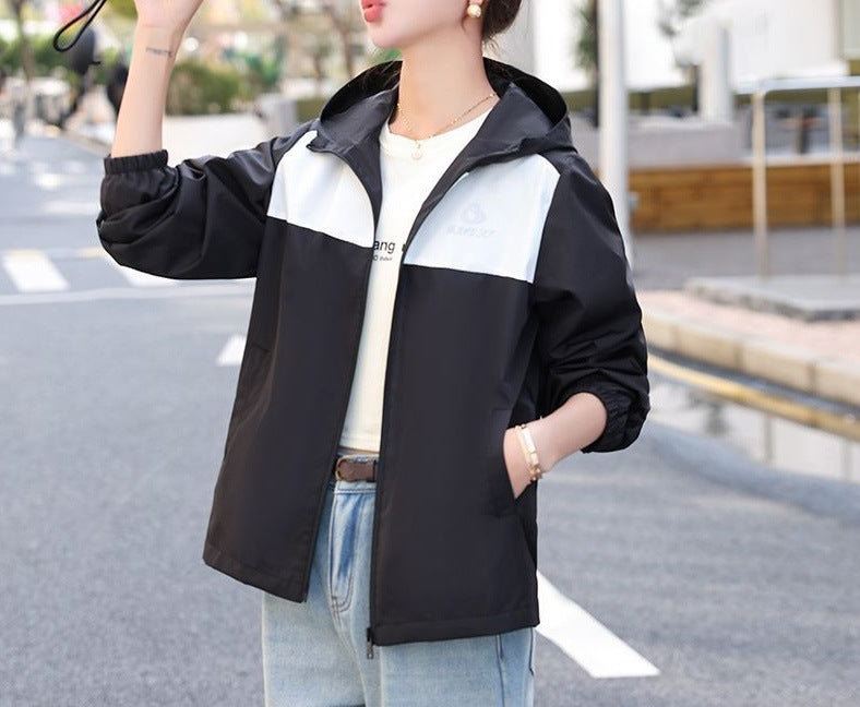 Damen Übergangsjacke Leicht Kapuzen-Design Beige