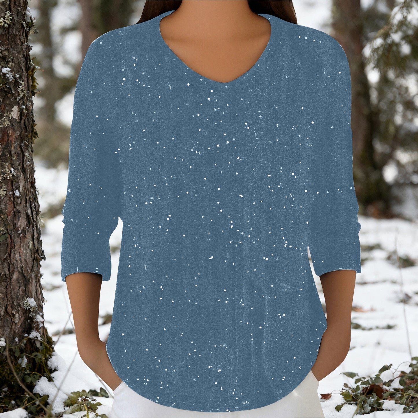 Damen Langarmshirt V-Ausschnitt Eveloria