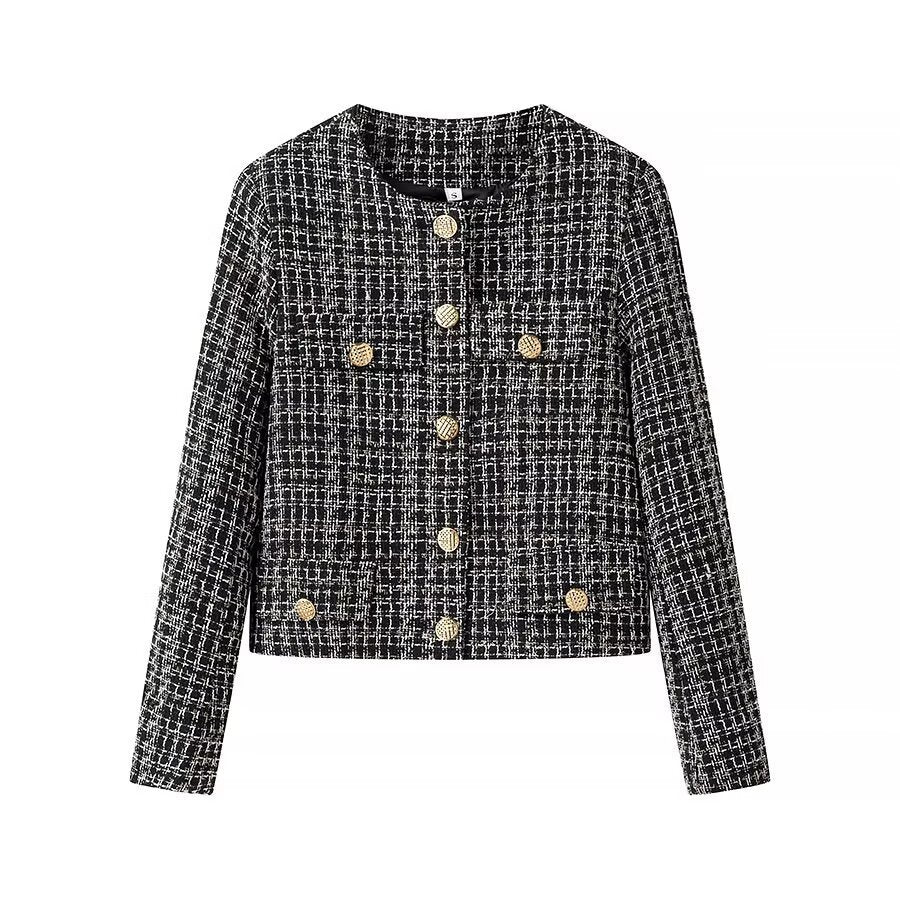 Damen Bouclé-Jacke Knöpfe Eveloria - Eveloria