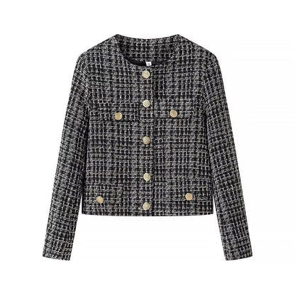 Damen Bouclé-Jacke Knöpfe Eveloria - Eveloria