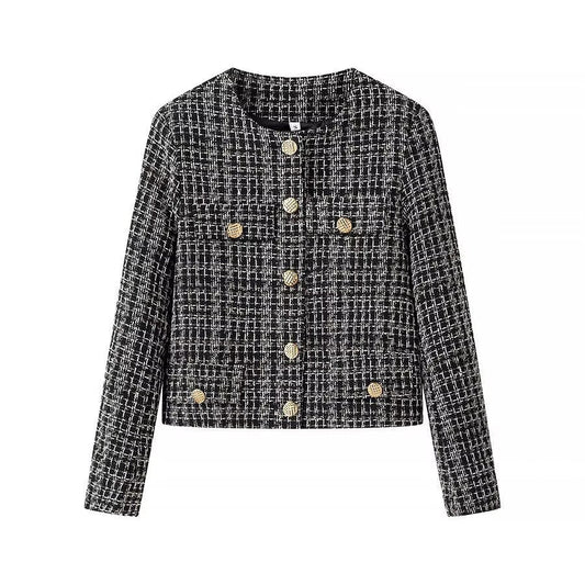 Damen Bouclé-Jacke Knöpfe Eveloria - Eveloria