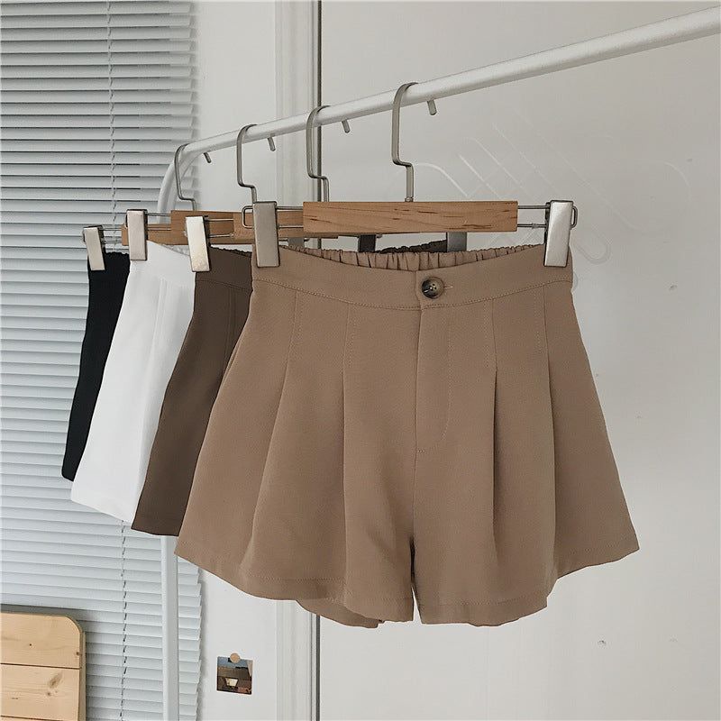 Damen Shorts Faltenwurf Knopf Detail
