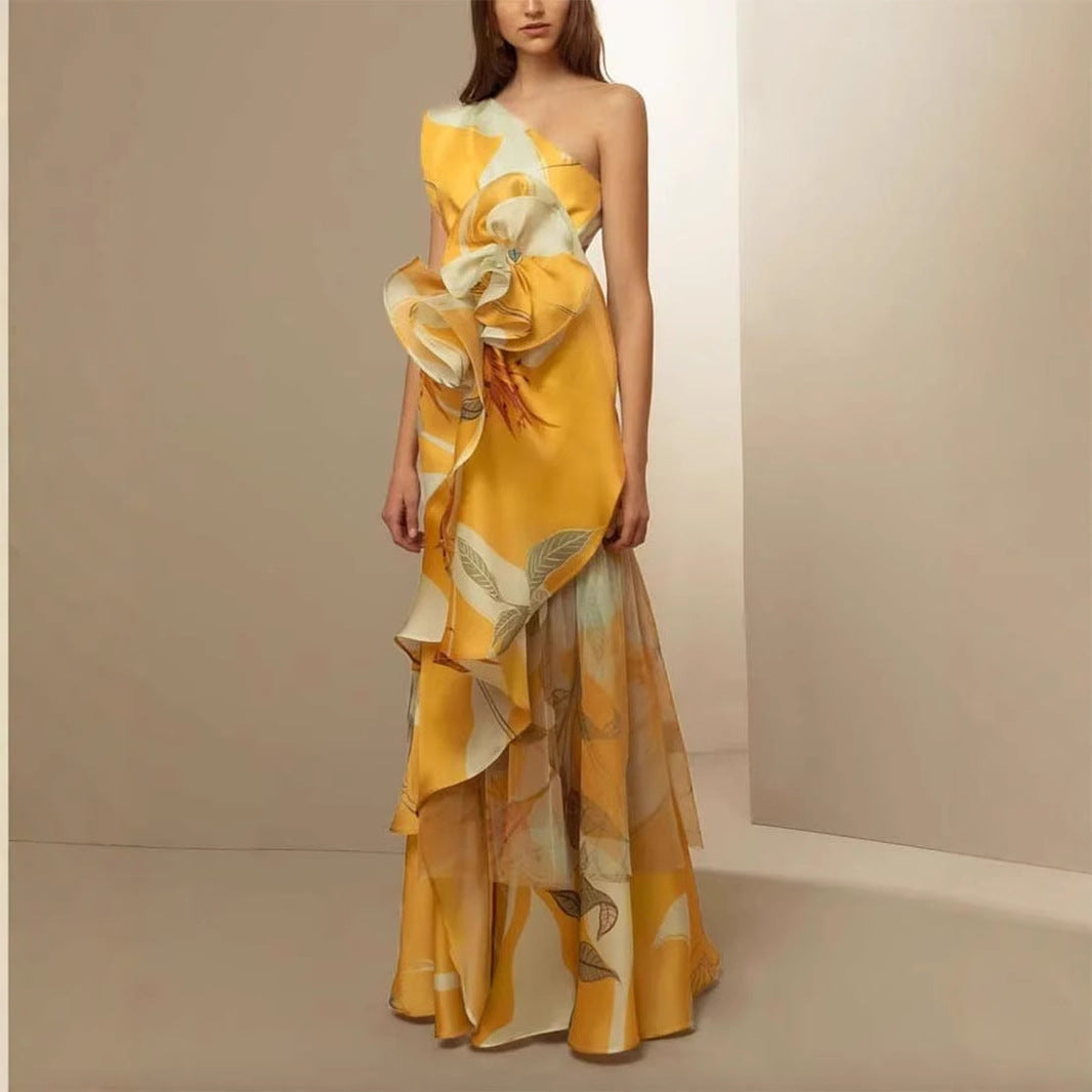 Damen Hochzeitskleid Asymmetrisch Florale Akzente Weiße Eveloria - Eveloria