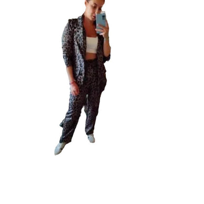 Damen Blazeranzug Animal-Print Modern