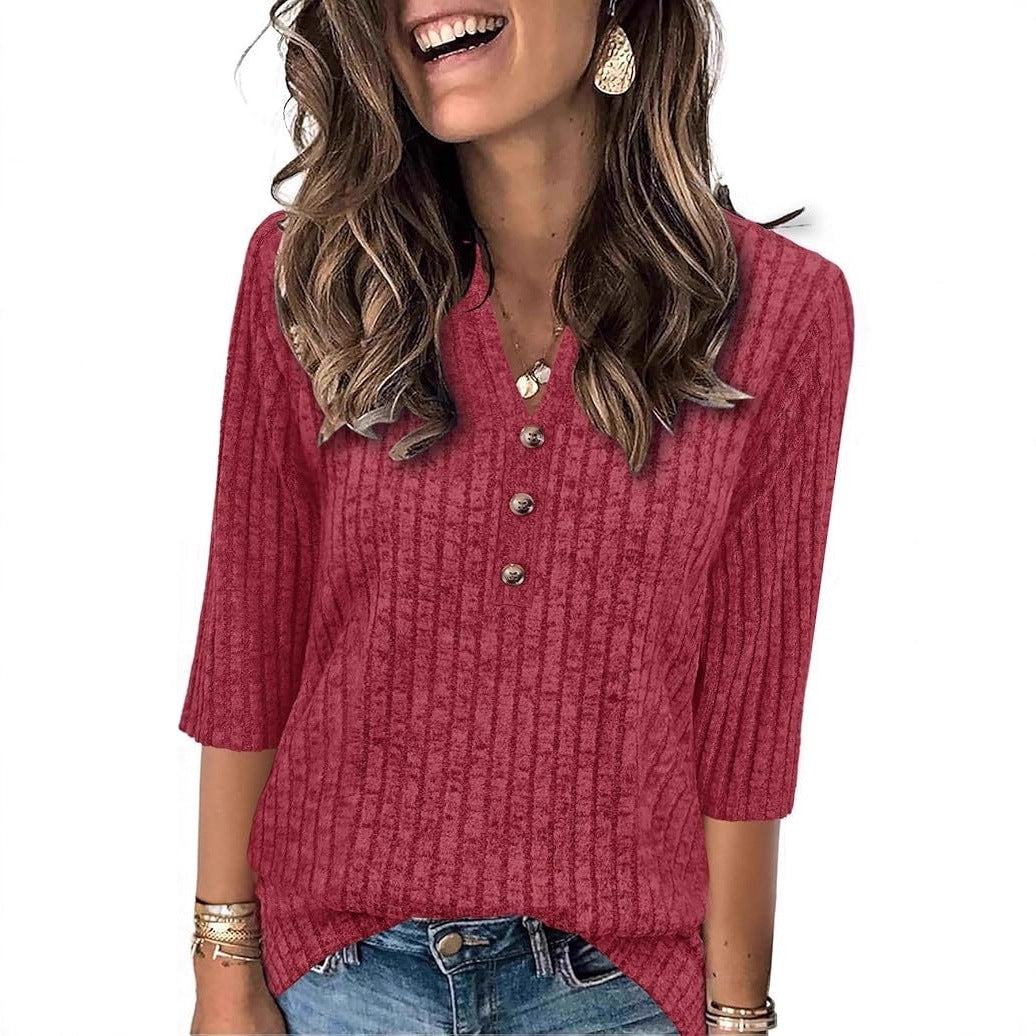 Damen Strickpullover Rippenmuster mit Knopfverschluss Anthrazit - Eveloria