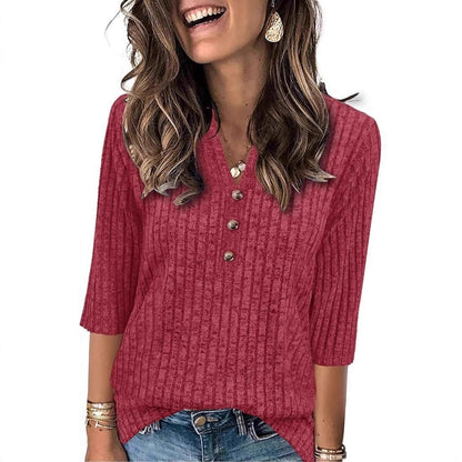 Damen Strickpullover Rippenmuster mit Knopfverschluss Anthrazit - Eveloria