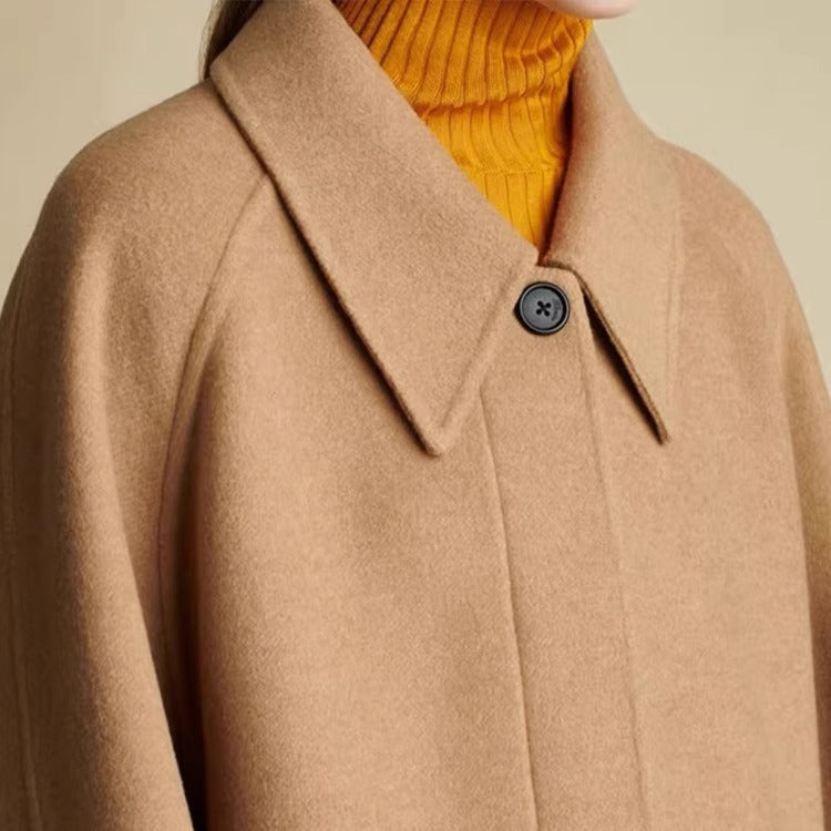 Damen Wollmantel Oversized mit Kragen Anthrazit