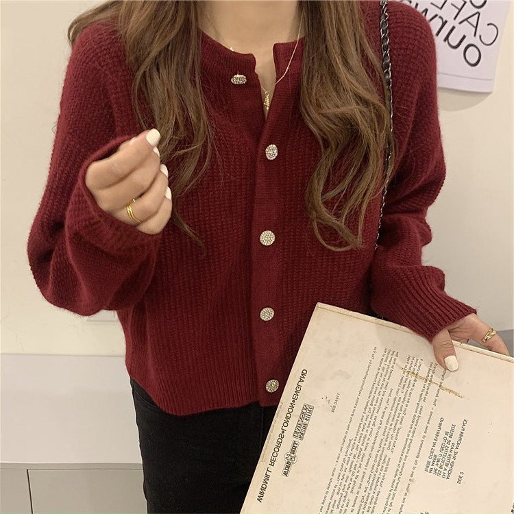 Damen Strickjacke Weit Schnitt Mit Knöpfen Beige - Eveloria