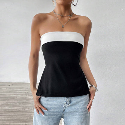 Damen Trägertop Figurbetonend Silhouette Kontrastdesign Eveloria