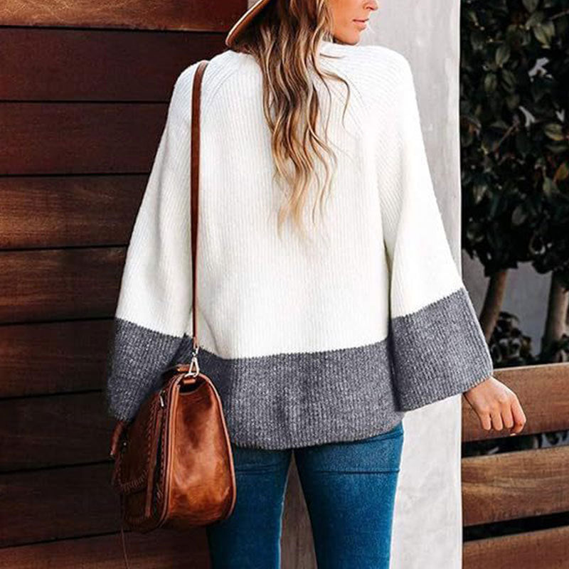 Damen Pullover Lässig Farbblock-Design Eveloria
