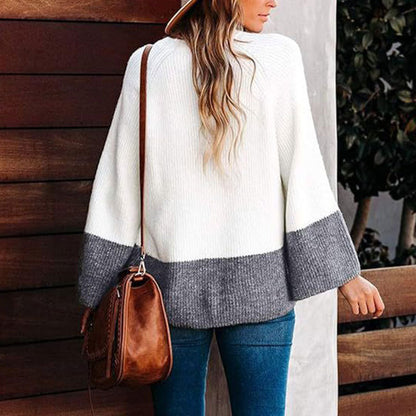 Damen Pullover Lässig Farbblock-Design Eveloria