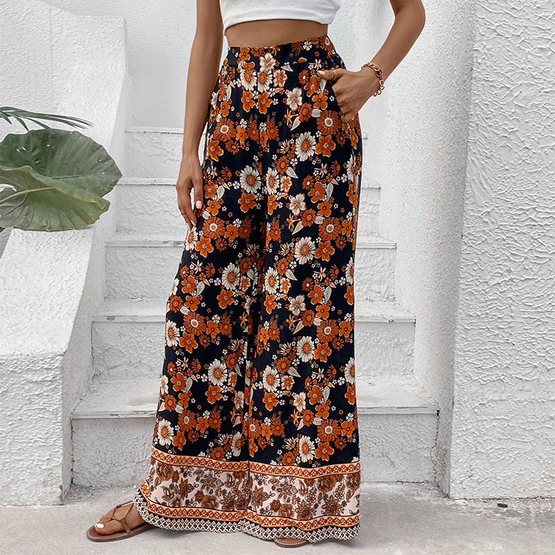 Damen Blumenhosen Weite Baumwolle Eveloria