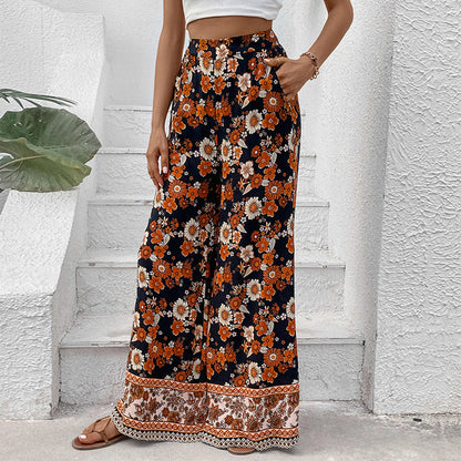 Damen Blumenhosen Weite Baumwolle Eveloria
