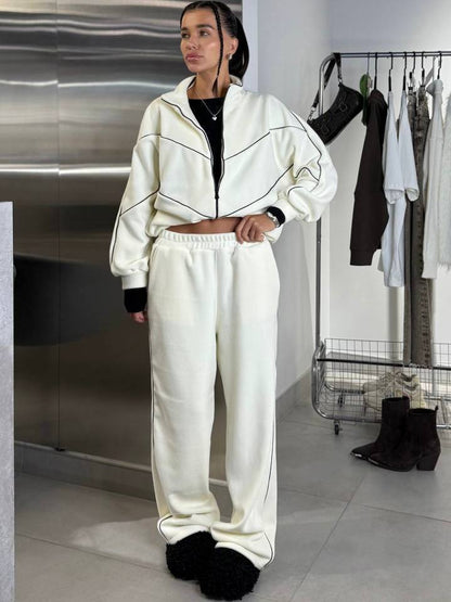 Damen Freizeit-Loungewear-Set Langärmlig Reißverschluss Eveloria