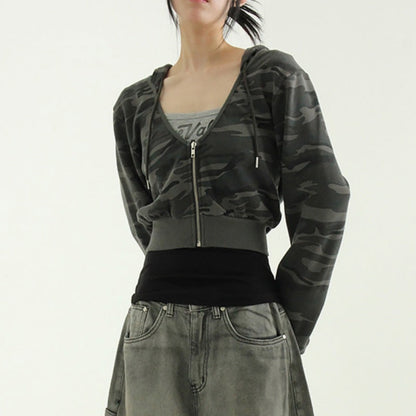 Damen Sportliche Cropped Zip Hoodie Eveloria