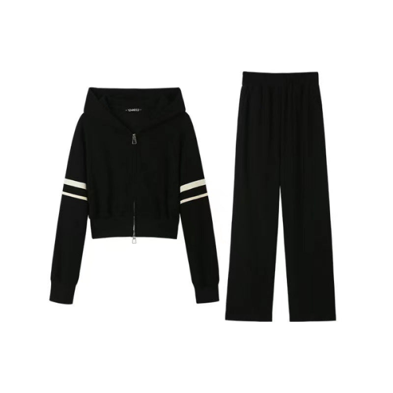 Damen Sportliches Hoodie Jogginghosen Set Baumwolle Weit Schnitt