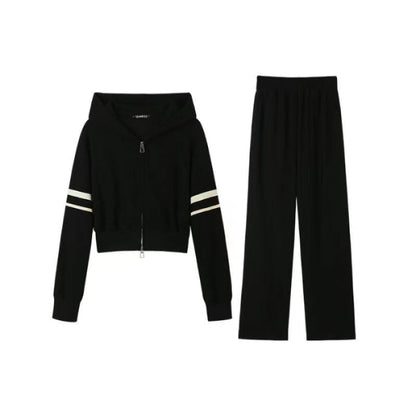 Damen Sportliches Hoodie Jogginghosen Set Baumwolle Weit Schnitt