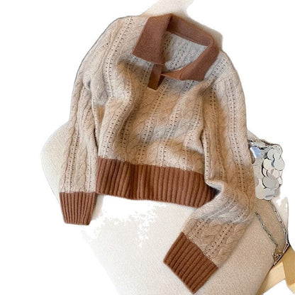 Damen Strickpullover Kragen