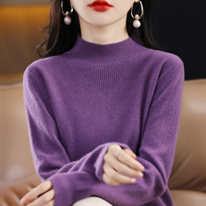Damen Pullover Feinripp mit hohem Kragen Elegant Anthrazit