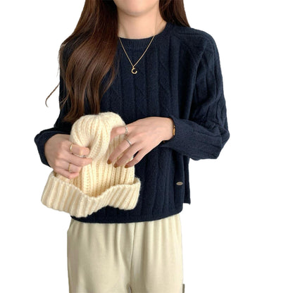 Damen Grobstrickpullover Rippdesign Lässiger Schnitt