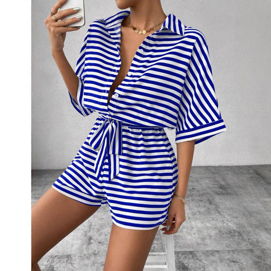 Damen Kurzoverall Gestreift von Eveloria