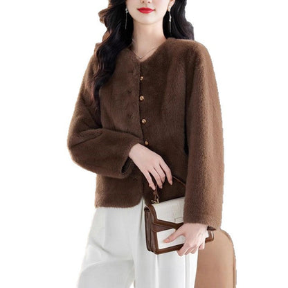 Damen Fleecejacke Kuschelig Knopfdesign Eveloria