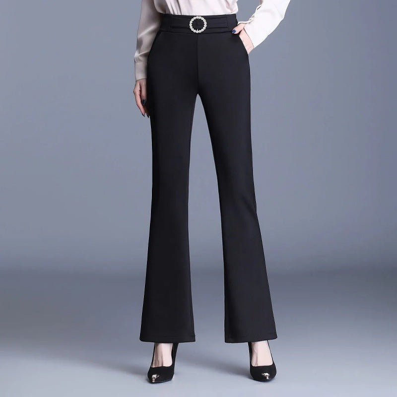 Damen High-Waist-Hose Breites Bein Dekorativer Gürtel Eveloria