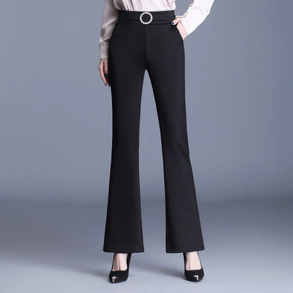Damen High-Waist-Hose Breites Bein Dekorativer Gürtel Eveloria