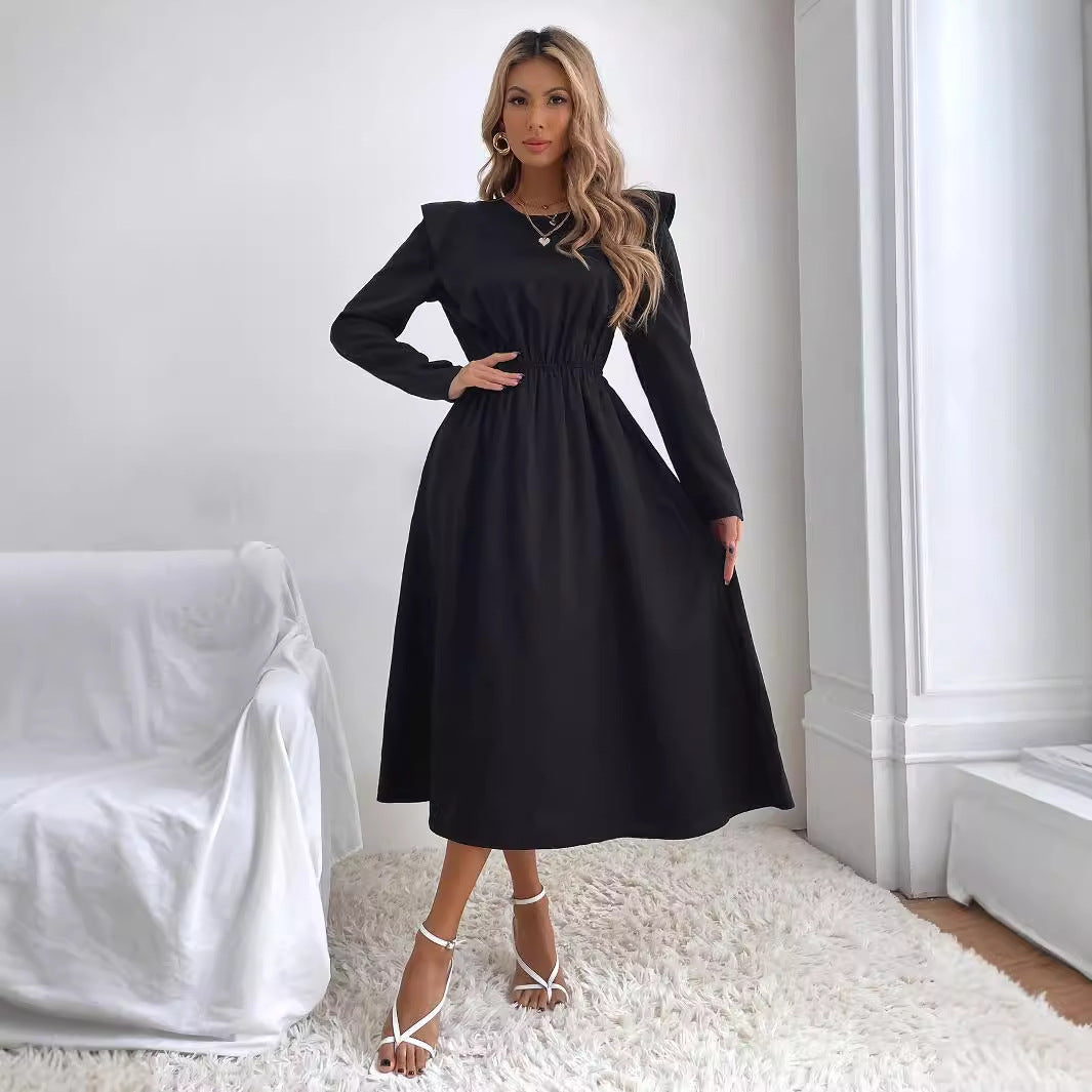 Damen Maxikleid Rüschendetails Elastischer Taillenbund Eveloria - Eveloria