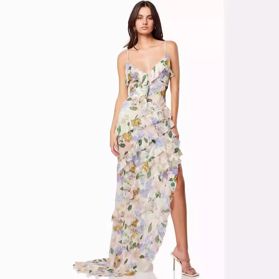 Damen Maxikleid Floral Print Sommer