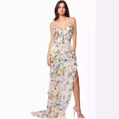 Damen Maxikleid Floral Print Sommer