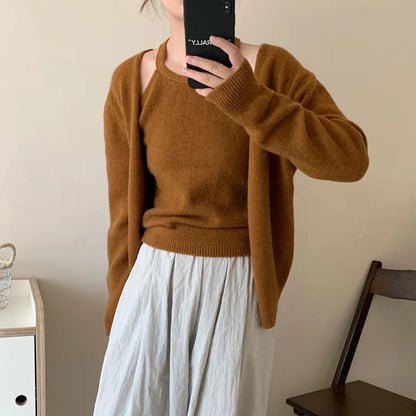 Damen Strickpullover Flauschig Lässiger Schnitt Offene Ärmel