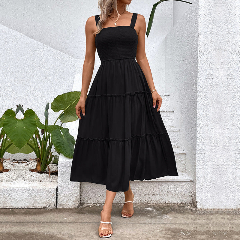 Damen Midikleid Luftige Rüschung Taillierter Schnitt Eveloria