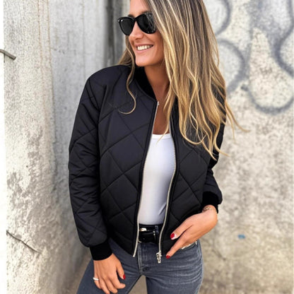 Damen Bomberjacke Gesteppt Bequem Schwarz Eveloria - Eveloria