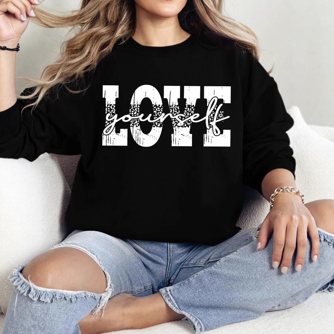 Damen Sweatshirt Kreativer Schriftzug Lässig Grau