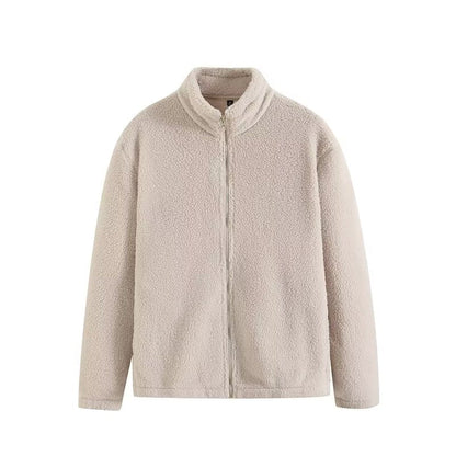 Damen Fleecejacke Hochkragen Reißverschlusstaschen Anthrazit Eveloria