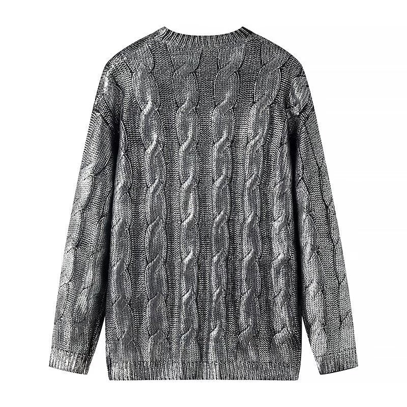 Damen Pullover Strukturiertes Zopfmuster Rundhals