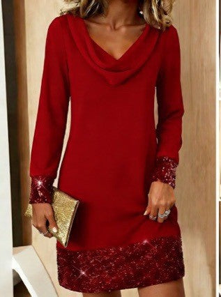 Damen Kleid mit Schimmer Saum und Rückenausschnitt Eveloria