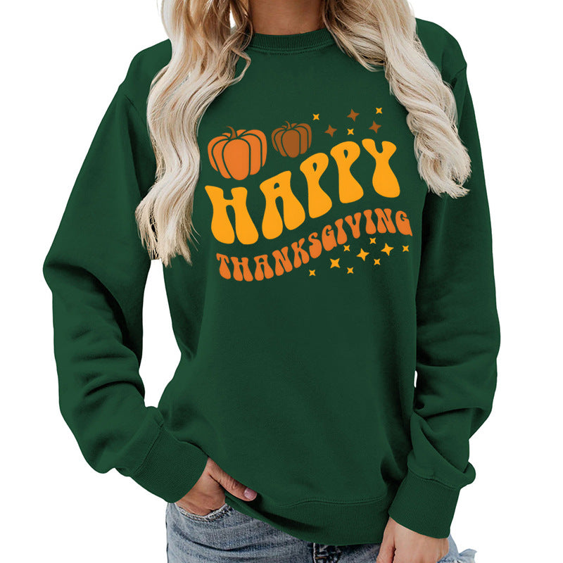 Damen Sweater Pumpkin-Motiv Gemütlich Grün