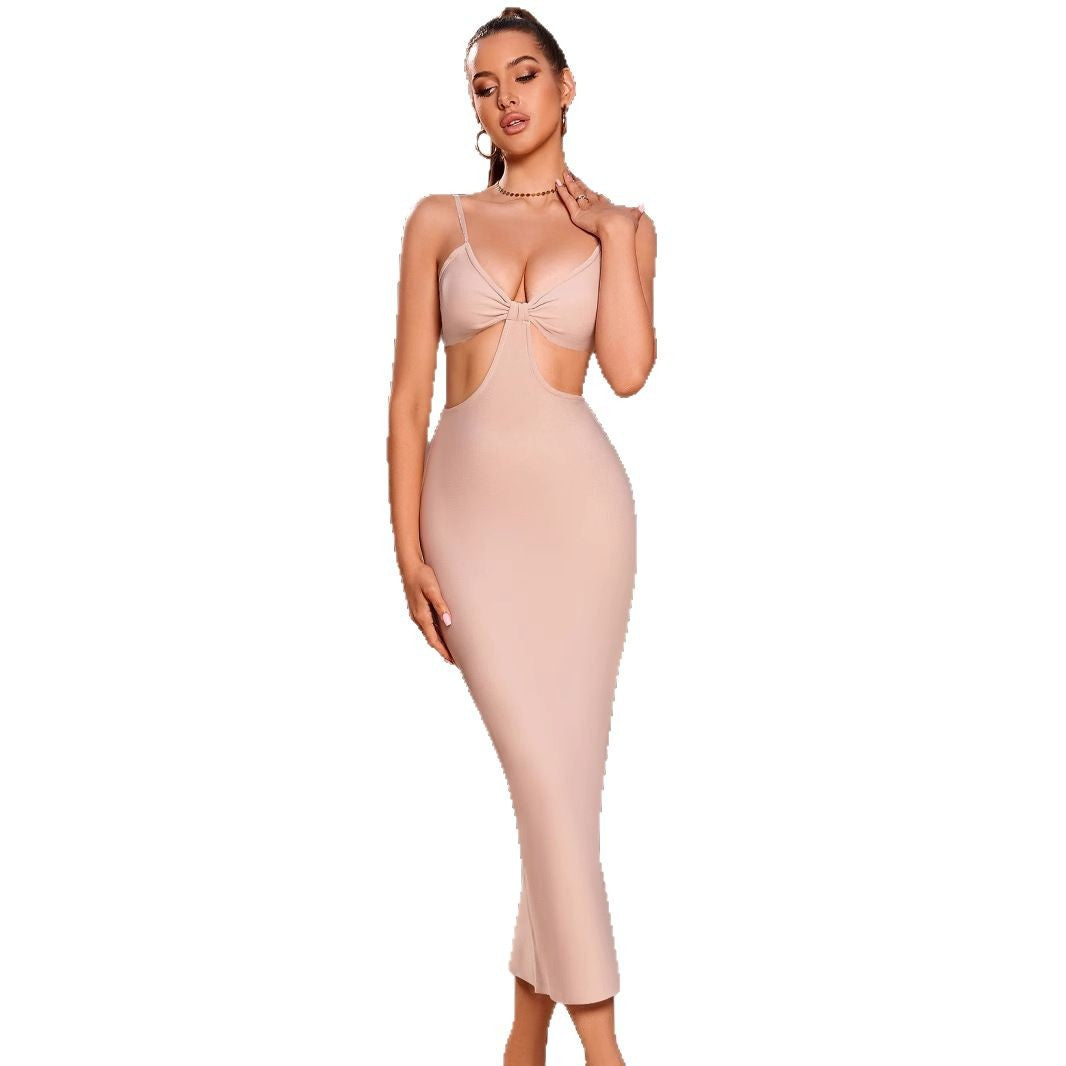 Damen Maxikleid Figurbetonter Schnitt Cut-Out-Design Eveloria