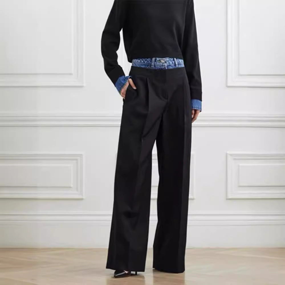 Damen High-Waist-Stoffhose Weit geschnitten Eveloria - Eveloria